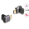 Delock USB Adapter 40 Gbps USB Type-C™ PD 3.0 100 W Stecker zu Buchse gewinkelt 8K 60 Hz Metall kompakt