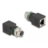 Delock M12 Adapter D-kodiert 4 Pin Buchse zu RJ45 Buchse gerade