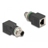 Delock M12 Adapter D-kodiert 4 Pin Stecker zu RJ45 Buchse gerade