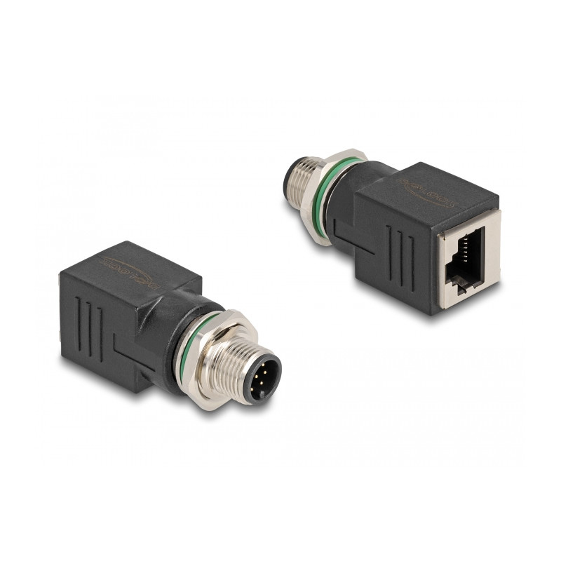 Delock M12 Adapter A-kodiert 8 Pin Stecker zu RJ45 Buchse gerade