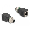 Delock M12 Adapter A-kodiert 8 Pin Stecker zu RJ45 Buchse gerade