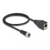 Delock M12 Adapterkabel D-kodiert 4 Pin Buchse zu RJ45 Buchse 50 cm