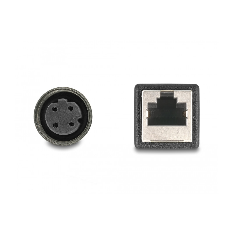 Delock M12 Adapterkabel D-kodiert 4 Pin Buchse zu RJ45 Buchse 50 cm