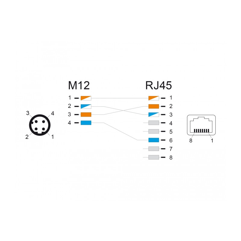 Delock M12 Adapterkabel D-kodiert 4 Pin Stecker zu RJ45 Buchse 50 cm