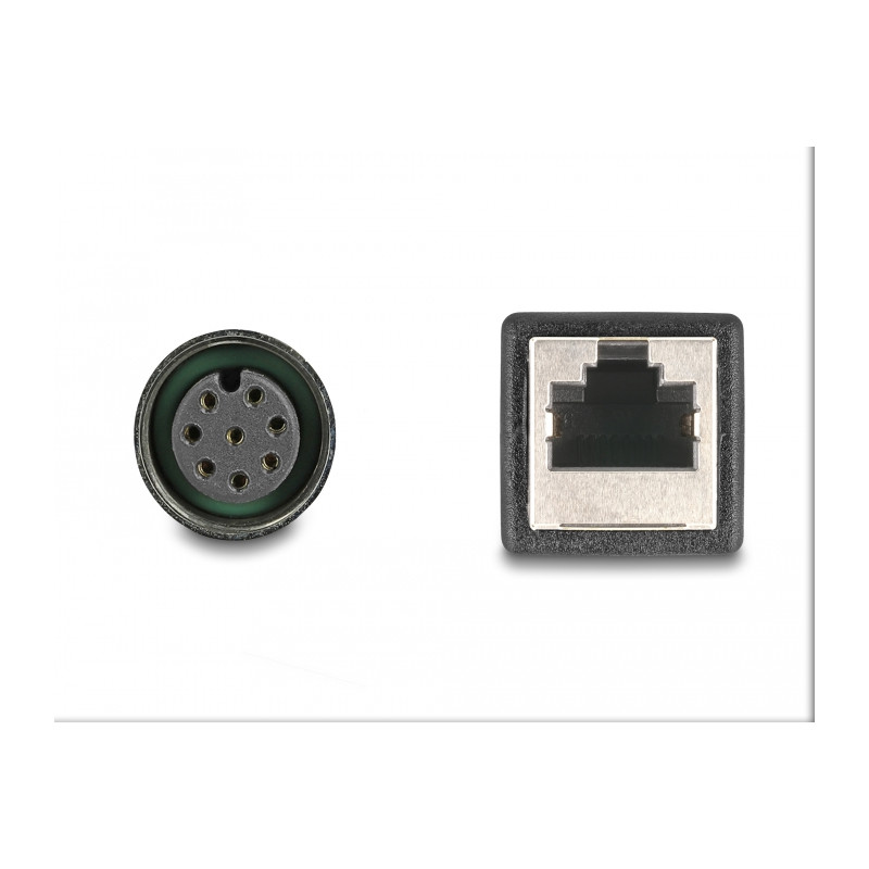 Delock M12 Adapterkabel A-kodiert 8 Pin Buchse zu RJ45 Buchse 50 cm