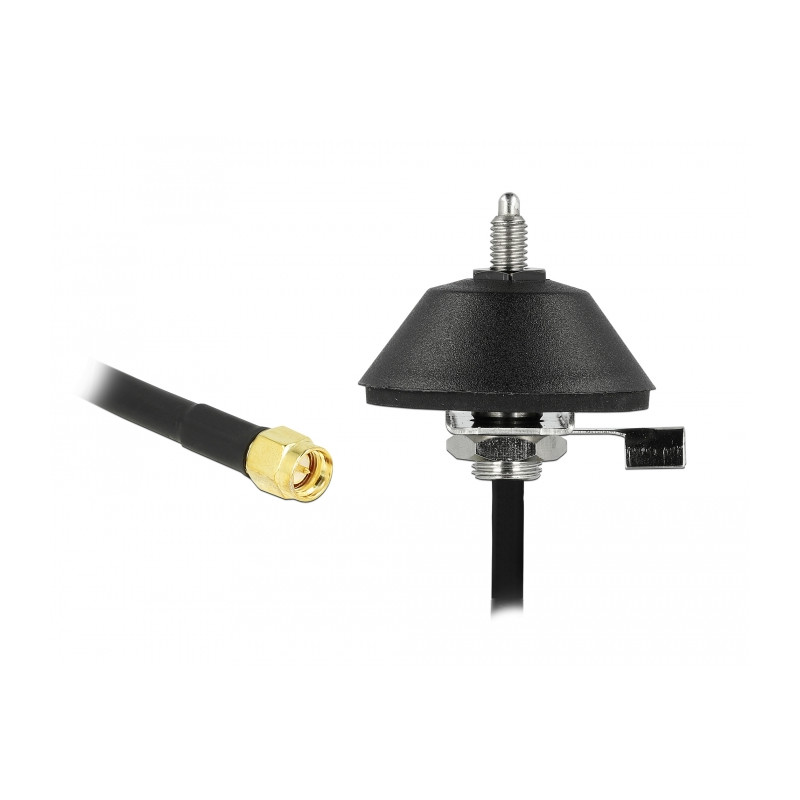 Delock Antennenfuß M6 mit Anschlusskabel RG-58 C/U 3 m schwarz SMA Stecker