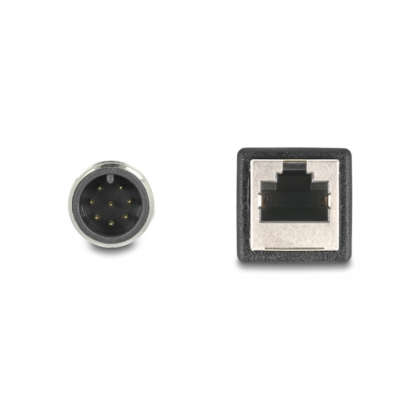 Delock M12 Adapterkabel A-kodiert 8 Pin Stecker zu RJ45 Buchse 50 cm