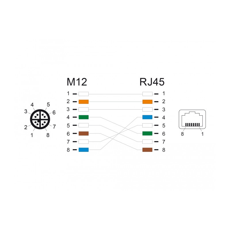 Delock M12 Adapterkabel X-kodiert 8 Pin Stecker zu RJ45 Buchse 50 cm