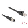 Delock M12 Adapterkabel D-kodiert 4 Pin Stecker zu RJ45 Stecker 50 cm
