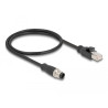 Delock M12 Adapterkabel D-kodiert 4 Pin Stecker zu RJ45 Stecker 50 cm