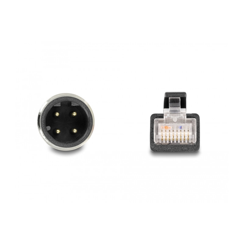 Delock M12 Adapterkabel D-kodiert 4 Pin Stecker zu RJ45 Stecker 50 cm