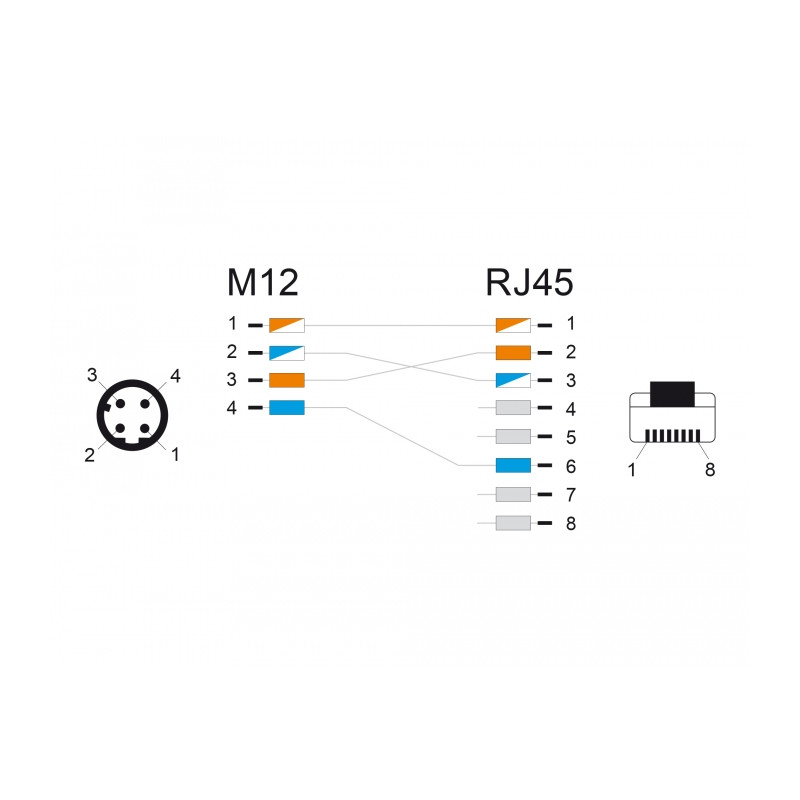 Delock M12 Adapterkabel D-kodiert 4 Pin Stecker zu RJ45 Stecker 50 cm