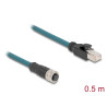 Delock M12 Adapterkabel A-kodiert 8 Pin Buchse zu RJ45 Stecker 50 cm