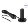 Delock 5G LTE Antenne SMA Stecker 0 - 3 dBi starr omnidirektional mit magnetischem Standfuß und Anschlusskabel RF195 3 m outdoor