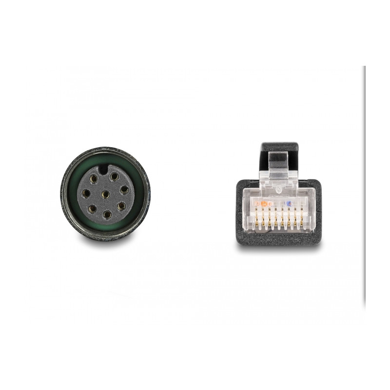 Delock M12 Adapterkabel A-kodiert 8 Pin Buchse zu RJ45 Stecker 50 cm