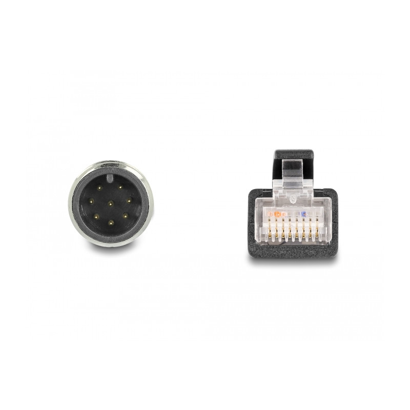 Delock M12 Adapterkabel A-kodiert 8 Pin Stecker zu RJ45 Stecker 50 cm