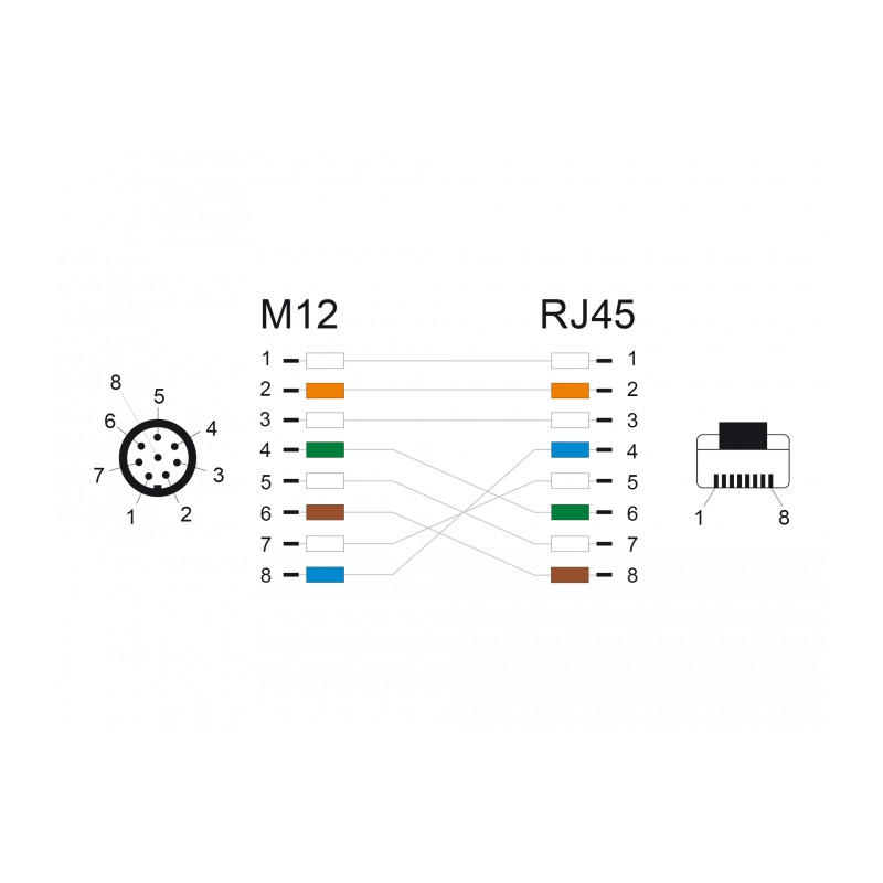 Delock M12 Adapterkabel A-kodiert 8 Pin Stecker zu RJ45 Stecker 50 cm
