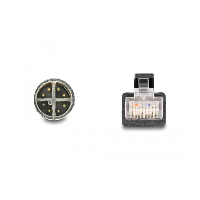 Delock M12 Adapterkabel X-kodiert 8 Pin Stecker zu RJ45 Stecker 50 cm