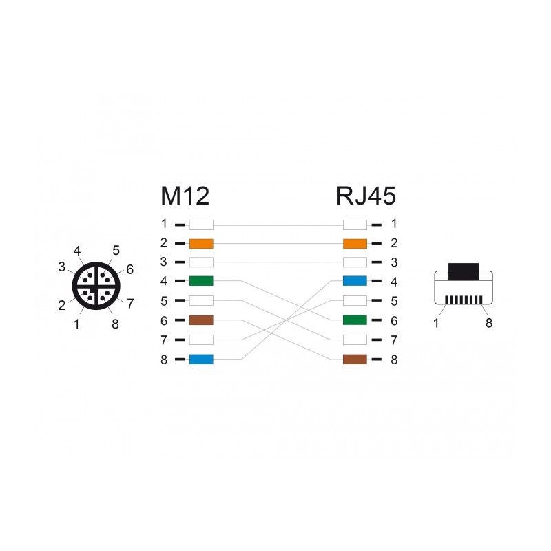 Delock M12 Adapterkabel X-kodiert 8 Pin Stecker zu RJ45 Stecker 50 cm