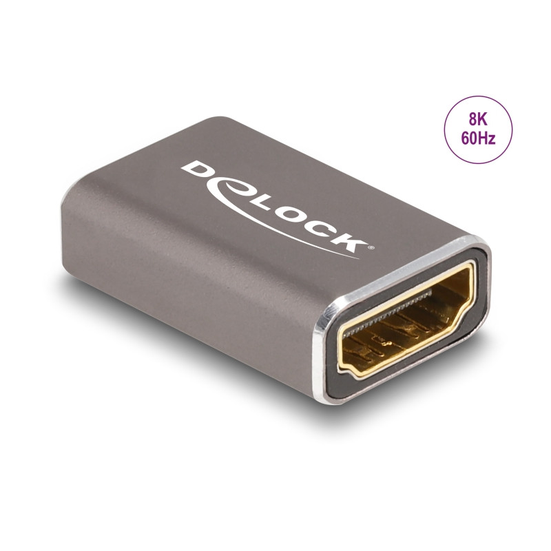 Delock HDMI Adapter Buchse zu Buchse 8K 60 Hz grau Metall