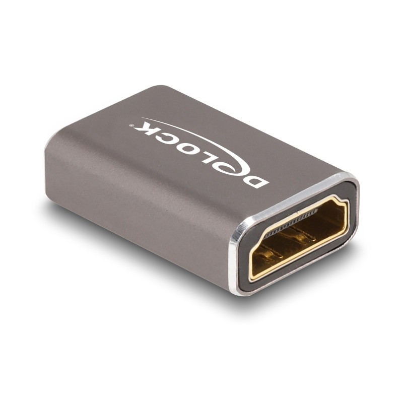 Delock HDMI Adapter Buchse zu Buchse 8K 60 Hz grau Metall
