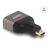 Delock HDMI Adapter Micro-D Stecker zu A Buchse 8K 60 Hz grau Metall