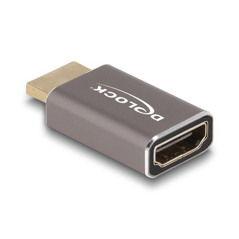 Delock HDMI Adapter Stecker zu Buchse 8K 60 Hz grau Metall