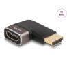 Delock HDMI Adapter Stecker zu Buchse 90° links gewinkelt 8K 60 Hz grau Metall