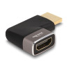 Delock HDMI Adapter Stecker zu Buchse 90° links gewinkelt 8K 60 Hz grau Metall