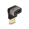 Delock HDMI Adapter Stecker zu Buchse 90° oben gewinkelt 8K 60 Hz grau Metall
