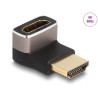 Delock HDMI Adapter Stecker zu Buchse 90° unten gewinkelt 8K 60 Hz grau Metall