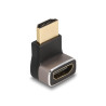 Delock HDMI Adapter Stecker zu Buchse 90° unten gewinkelt 8K 60 Hz grau Metall