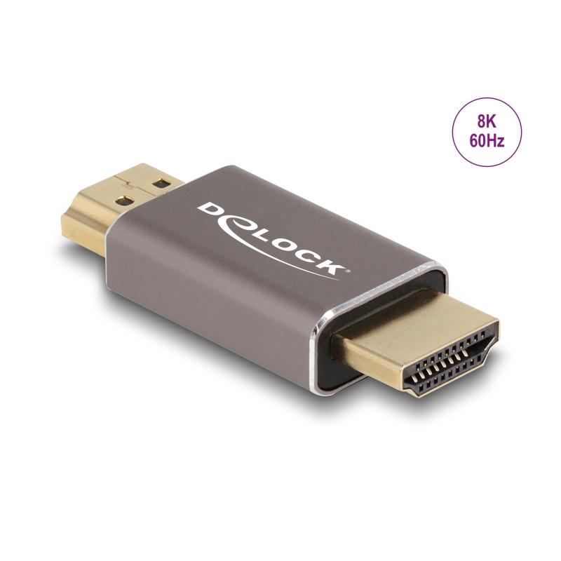 Delock HDMI Adapter Stecker zu Stecker 8K 60 Hz grau Metall