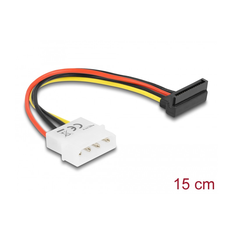 Delock Kabel SATA 15 Pin HDD zu 4 Pin Stecker – gewinkelt