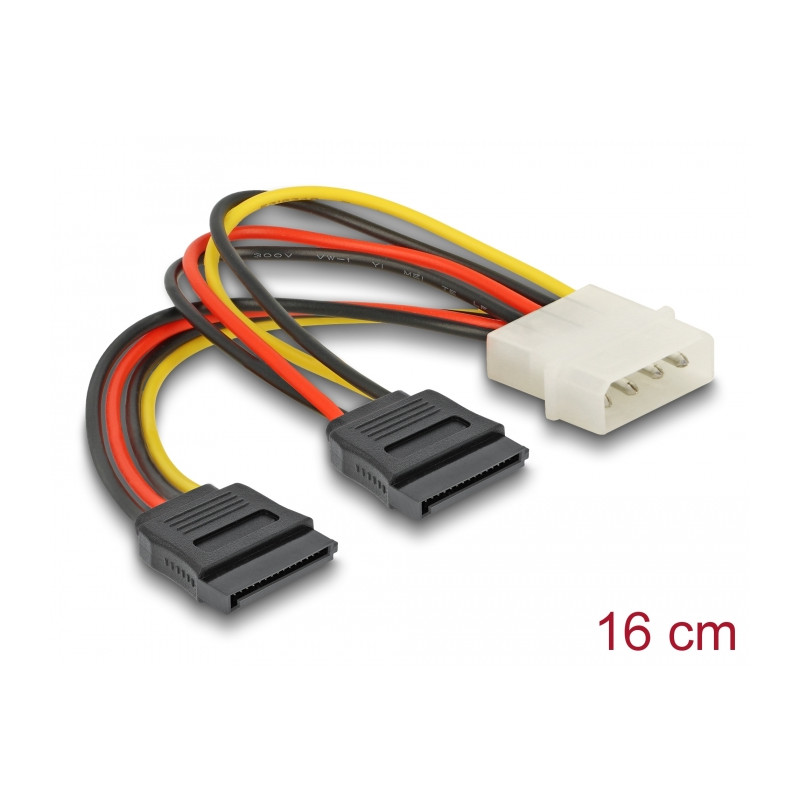 Delock Kabel SATA 15 Pin HDD 2 x zu 4 Pin Stecker