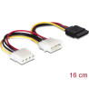 Delock Stromkabel 4 Pin Stecker zu SATA 15 Pin Buchse + 4 Pin Buchse