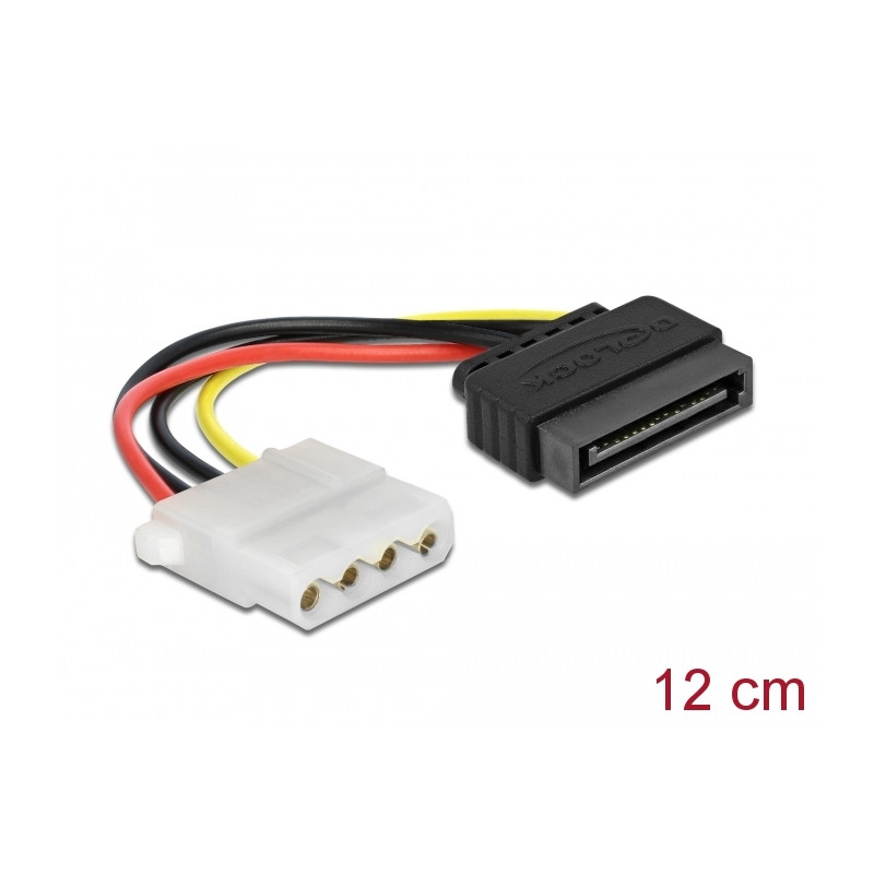 Delock Stromkabel SATA 15 Pin Stecker - 4 Pin Buchse 12 cm