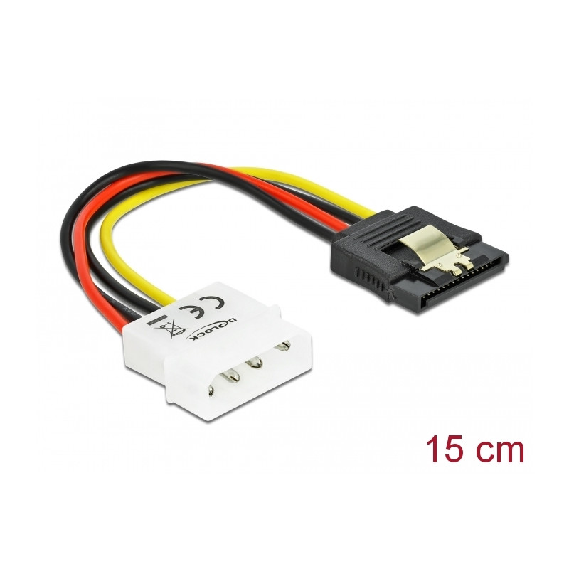 Delock Kabel Power SATA HDD - Molex 4 Pin Stecker mit Metall Clip - gerade