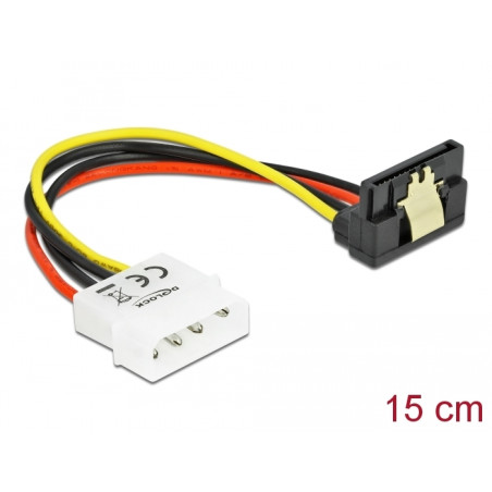 Delock Kabel SATA 15 Pin HDD mit Metallclip zu 4 Pin Stecker– gewinkelt