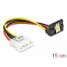Delock Kabel SATA 15 Pin HDD mit Metallclip zu 4 Pin Stecker– gewinkelt