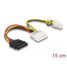 Delock Kabel Power Molex 4 Pin Stecker - SATA 15 Pin Buchse + P4 Stecker