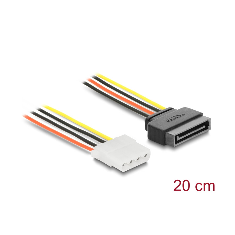 Delock Stromkabel SATA 15 Pin Stecker - 4 Pin Buchse 20 cm