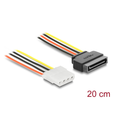 Delock Stromkabel SATA 15 Pin Stecker - 4 Pin Buchse 20 cm