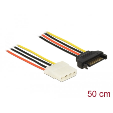 Delock Stromkabel SATA 15 Pin Stecker - 4 Pin Buchse 50 cm