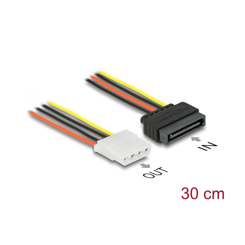 Delock Stromkabel SATA 15 Pin Buchse - 4 Pin Buchse 30 cm