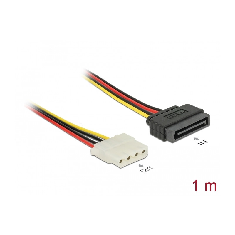 Delock Stromkabel SATA 15 Pin Stecker - 4 Pin Buchse 100 cm
