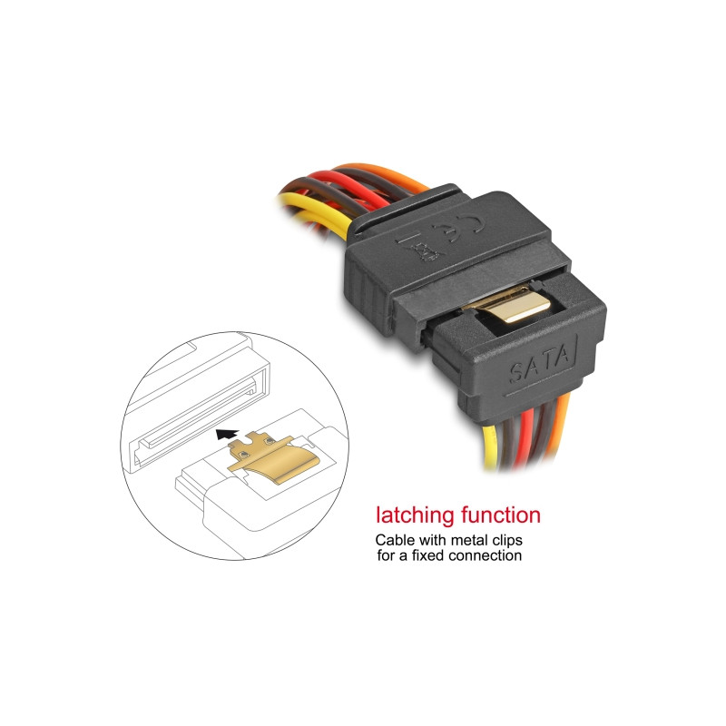 Delock Kabel SATA 15 Pin Strom Stecker mit Einrastfunktion - 2 x SATA 15 Pin Strom Buchse 15 cm