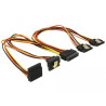 Delock Kabel SATA 15 Pin Strom Stecker mit Einrastfunktion - SATA 15 Pin Strom Buchse 2 x gerade / 1 x unten / 1 x oben 30 cm