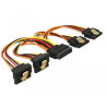 Delock Kabel SATA 15 Pin Strom Stecker mit Einrastfunktion - SATA 15 Pin Strom Buchse 2 x gerade / 2 x unten 15 cm