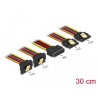 Delock Kabel SATA 15 Pin Strom Stecker mit Einrastfunktion - SATA 15 Pin Strom Buchse 2 x gerade / 2 x unten 30 cm